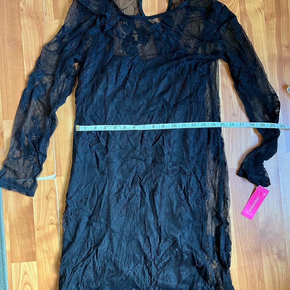 Yandy Elegant Black Lace Long Sleeve Dress